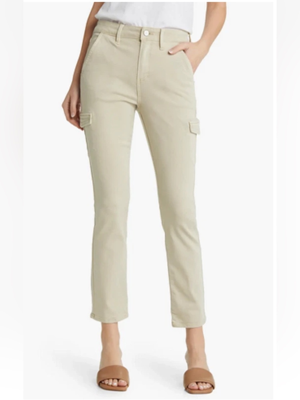 Paige Jolie Ankle  Slim Utility Pants in Warm Sand Sz 27